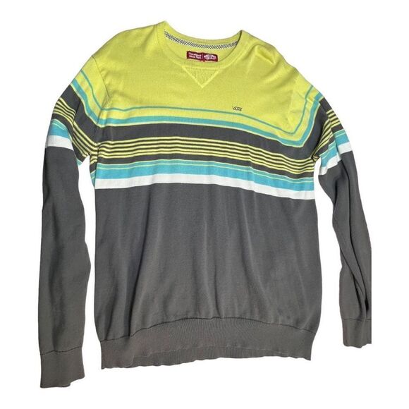 Men’s Vans Knit Pullover Sweater XL 100% Cotton Long Sleeve Striped - Picture 4 of 11
